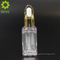 Small round empty luxury body lotion essential oil bottle pressure plastic dropper with rubber